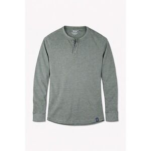 Lucky Brand Mens Venice Burnout Henley Shirt Olive Green Long Sleeve Large L